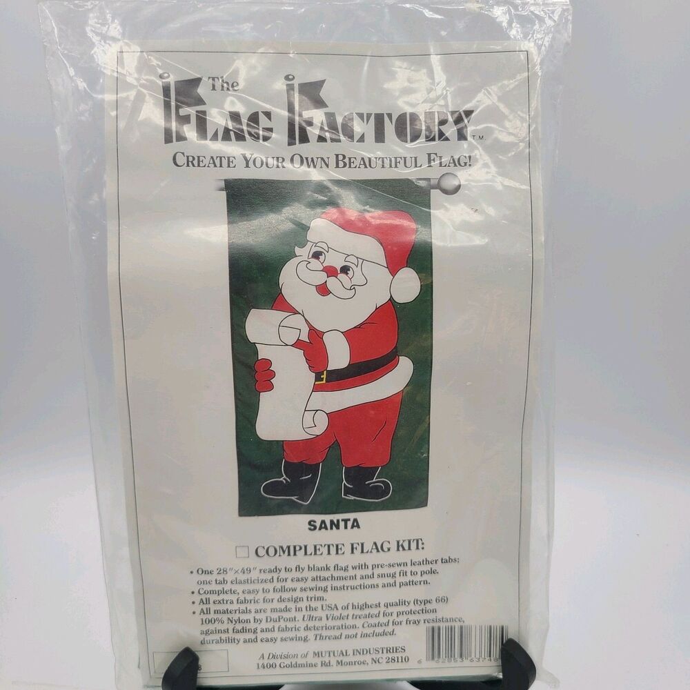 Vintage Flag Factory Sealed Christmas Santa Flag Complete Kit 28x49